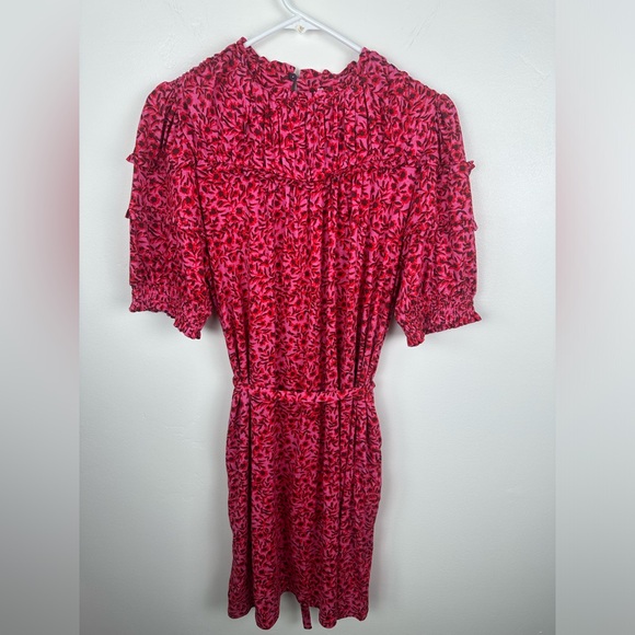 NWT Boden Yoke Ruffle Detail Puff Mocked Sleeve Jersey Mini Pink Dress Size 8 - Picture 8 of 13